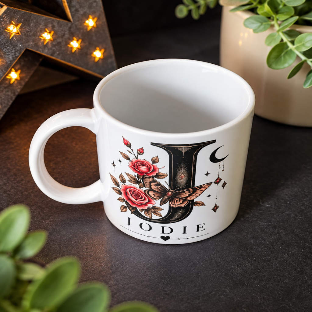 Personalised Gothic Initial & Name Mug