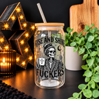 Rise & Shine Skeleton Glass Tumbler
