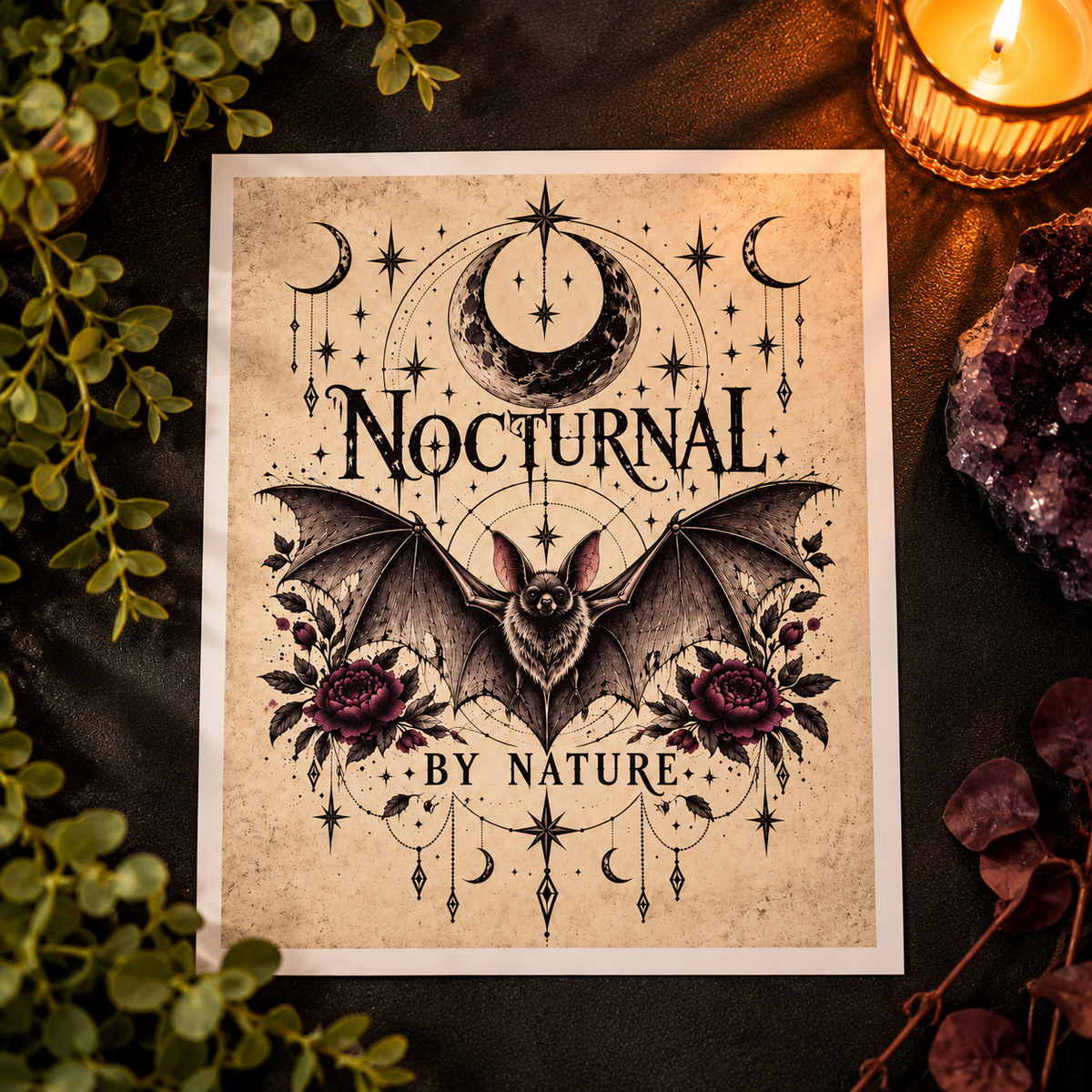 Nocturnal By Nature | Gothic Bat 8x10 Art Print